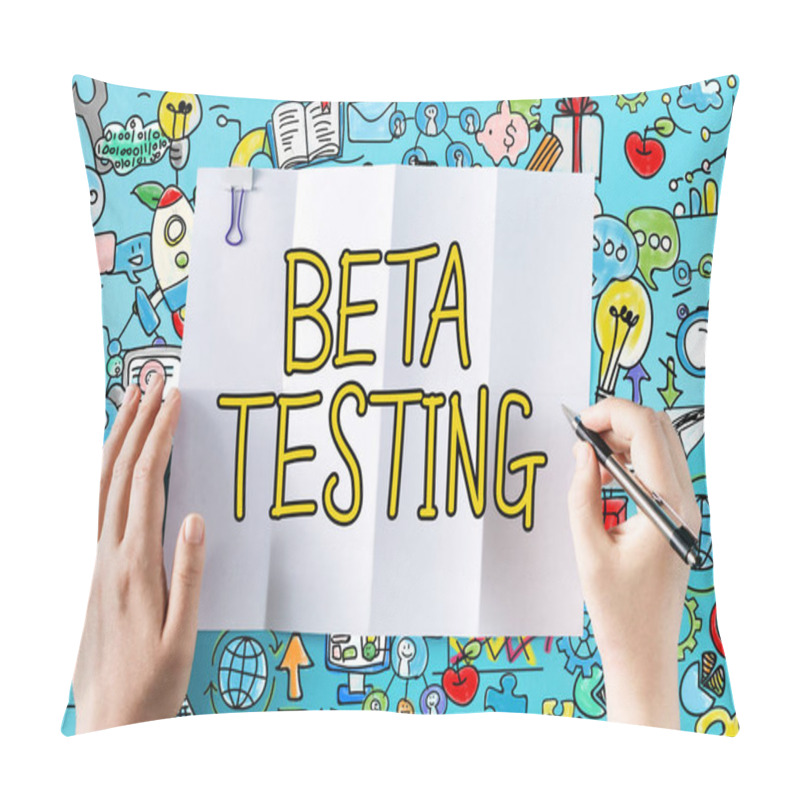 Personality  Beta Testing Text With Hands  Pillow Covers