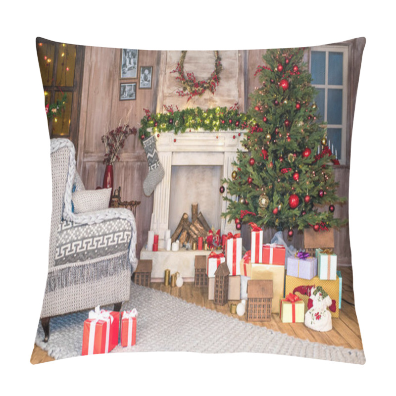 Personality  Pile Of Gift Boxes Under Christmas Tree Pillow Covers