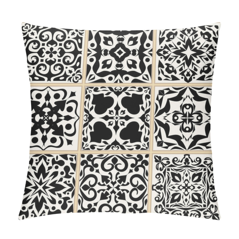 Personality  Vector Set Of Ceramic Tiles. Ethnic Asian Ornaments. Collection  Pillow Covers