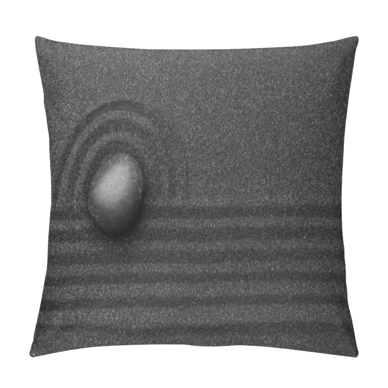 Personality  Black Sand With Stone And Beautiful Pattern, Top View. Zen Concept Pillow Covers