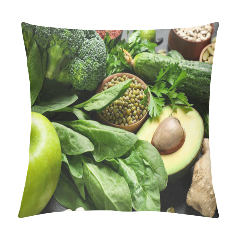 Personality  Different Vegetables, Seeds And Fruits, Closeup. Healthy Diet Pillow Covers