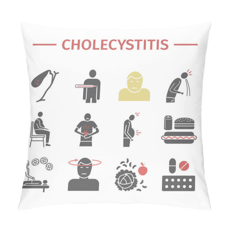 Personality  Cholecystitis Icon Infographics. Vector Signs For Web Graphics. Pillow Covers