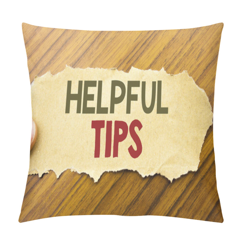 Personality  Writing Text Showing Helpful Tips. Business Concept For Help In FAQ Or Advice, Written On Note Paper On The Wooden Background With Human Finger. Vintage Style. Pillow Covers