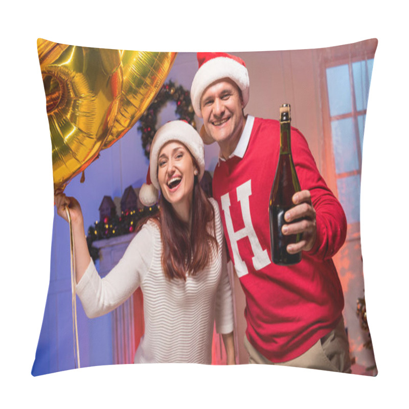 Personality  Couple With Balloons And Champagne Bottle Pillow Covers