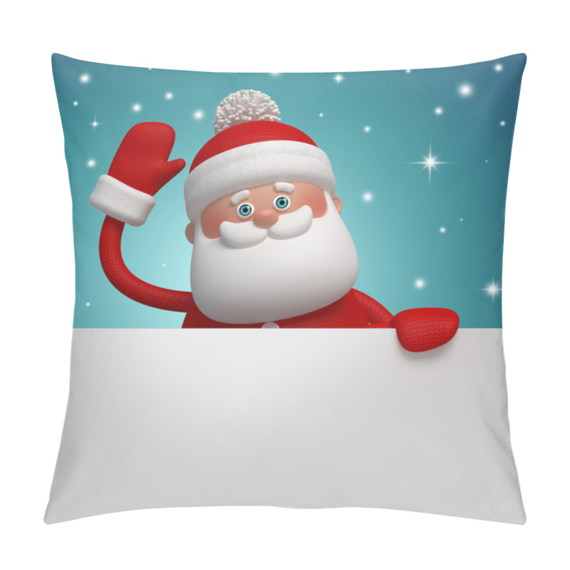 Personality  3d Santa Claus Holding Blank Christmas Banner Pillow Covers