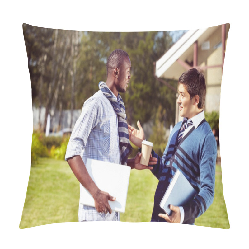 Personality  Guys Running Into Each Other In Campus Pillow Covers