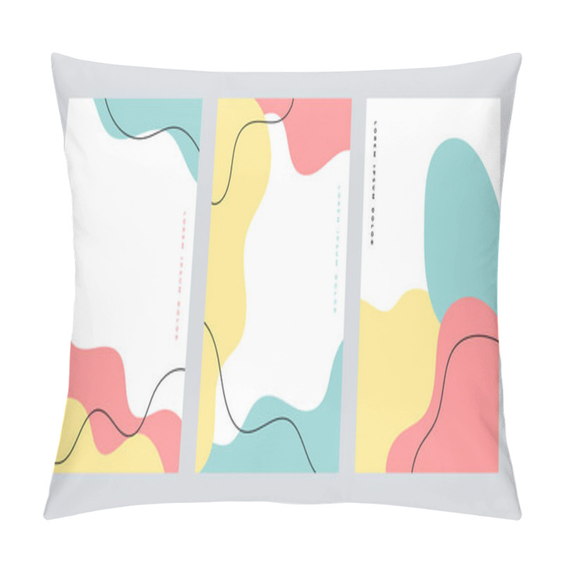 Personality  A Collection Of Three Abstract Backgrounds. Hand Drawing Various Shapes And Doodle Objects. Trendy Modern Contemporary Vector Illustration. Every Background Is Isolated. Pastel Color Pillow Covers