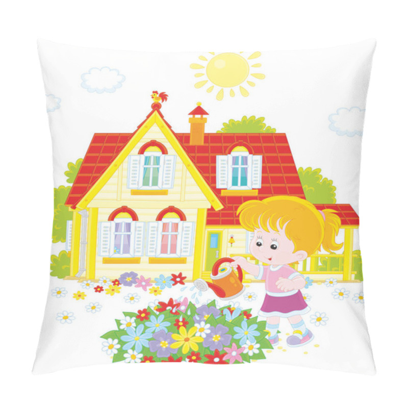 Personality  Girl Watering Flowers Pillow Covers