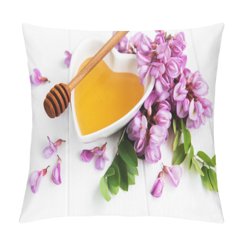 Personality  Honey With Acacia Blossoms On A Wooden Background Pillow Covers