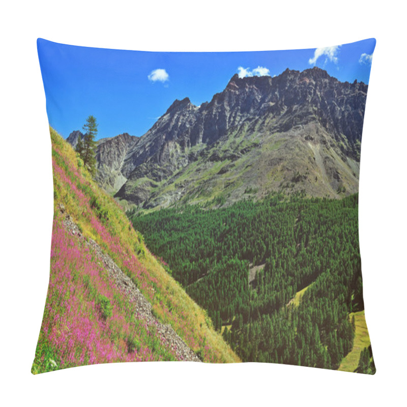 Personality  Alpien Mountains With Violet Flowers Pillow Covers