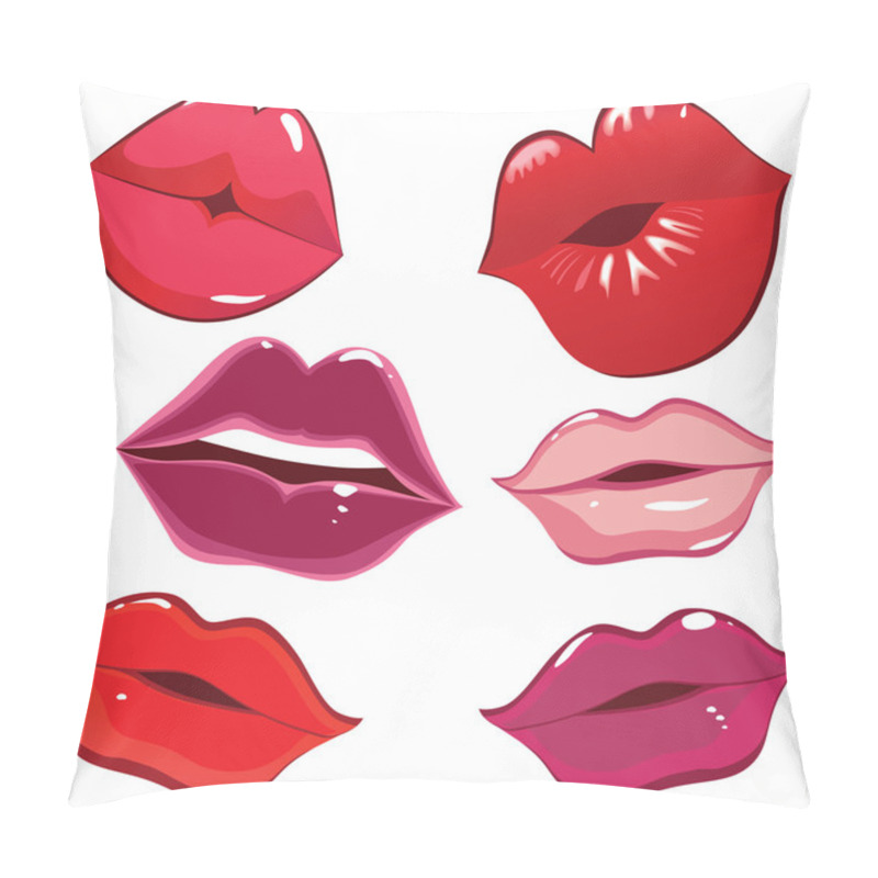 Personality  Set Of Glossy Lips In Tender Kiss. Vector Illustration. Pillow Covers