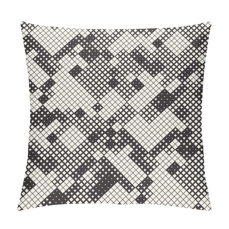 Personality  Modern Stylish Halftone Texture. Endless Abstract Background With Random Size Squares. Vector Seamless Chaotic Mosaic Pattern. Pillow Covers