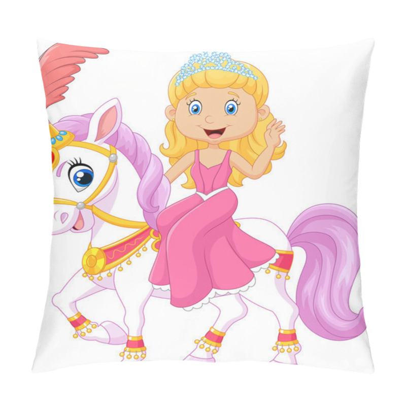 Personality  Beautiful Princess Riding Horse Isolated On White Background Pillow Covers