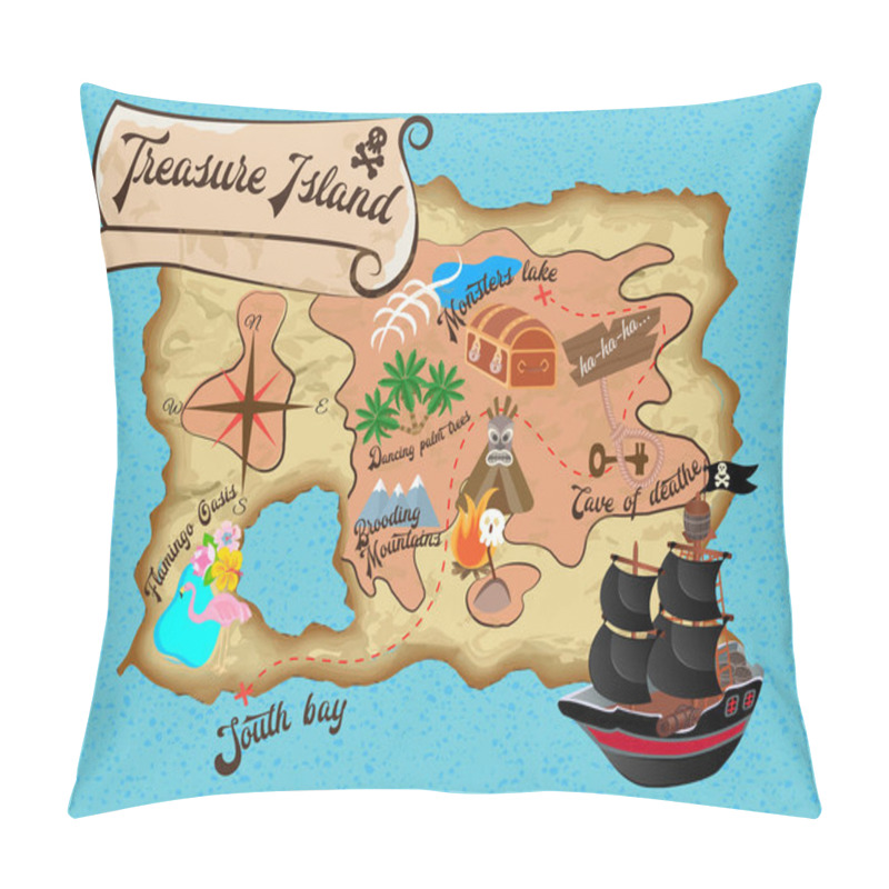 Personality  Treasure Island Pirate Map For Quest Pillow Covers