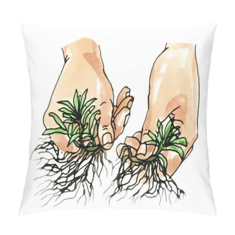 Personality  Transplant Plants With Developed Roots. Botany. Pillow Covers