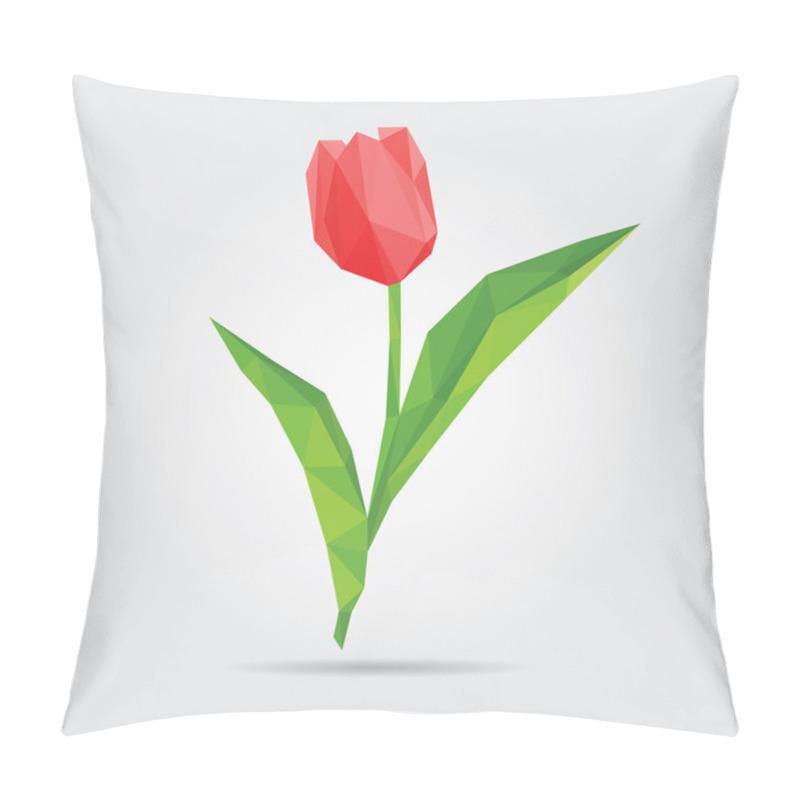 Personality  Polygonal Flower Tulip. Red Tulip In Vector Pillow Covers