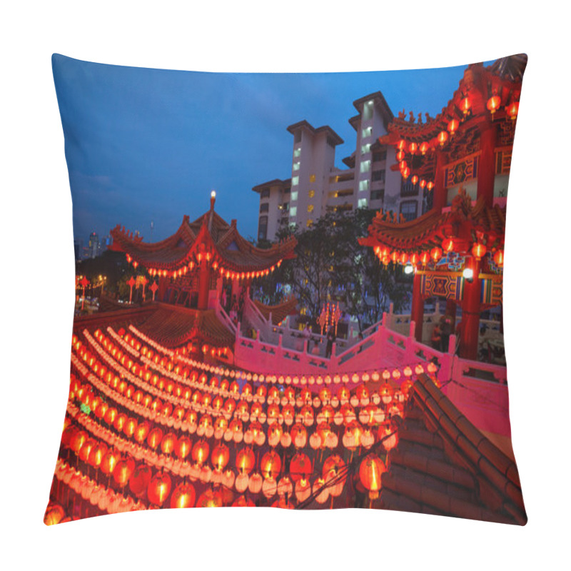 Personality  Thean Hou Temple In Kuala Lumpur At Night During Chinese New Year Pillow Covers