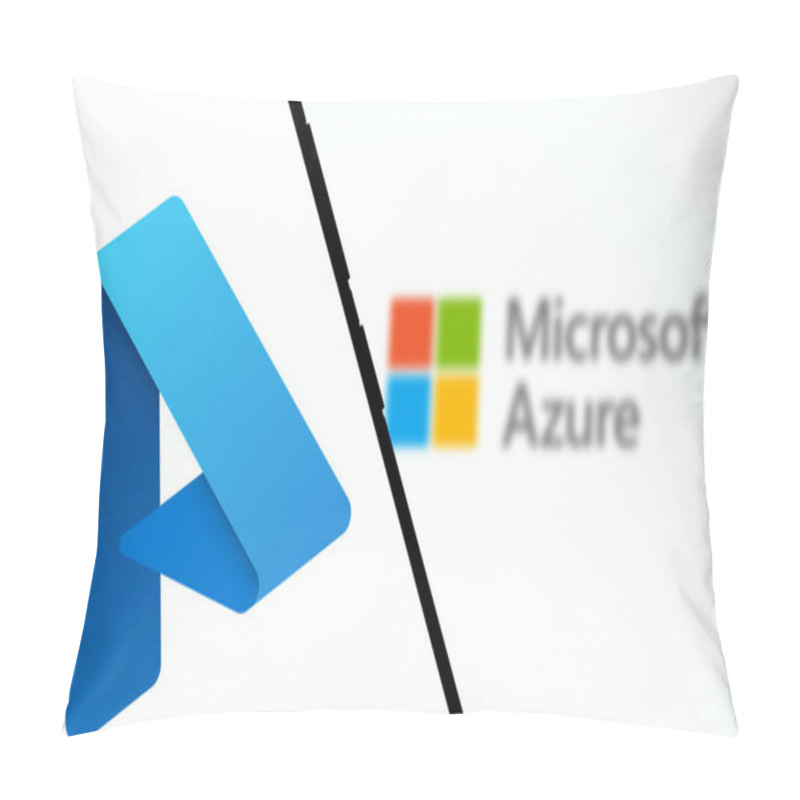 Personality  Dhaka, Bangladesh- 1 Oct 2024: Microsoft Azure Logo Is Displayed On Smartphone. Pillow Covers