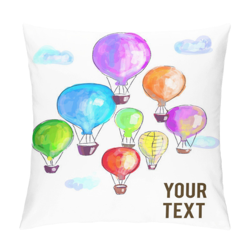 Personality  Air Balloons Background For The Card Or Greeting - Illustration, Vector Graphic Pillow Covers