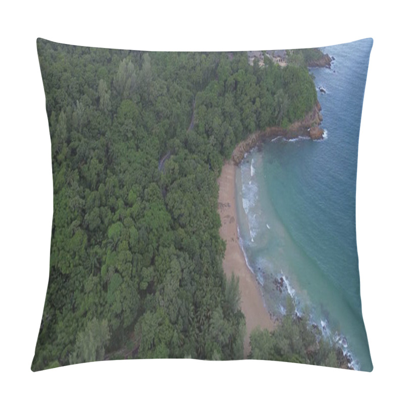 Personality  Drone Perspective Of Paradise Coastline And Forest Pillow Covers