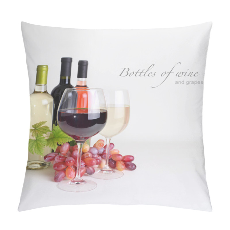 Personality  Wineglass, Bottles Of Wine And Grapes Pillow Covers