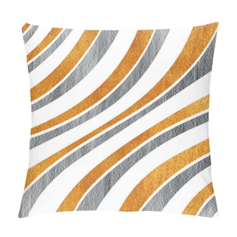 Personality  Silver And Golden Painted Curved Striped Background. Pillow Covers