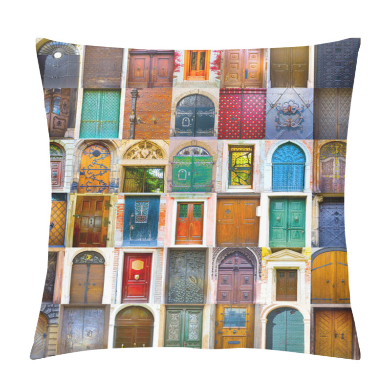 Personality  Collage Of Medieval Front Doors Pillow Covers