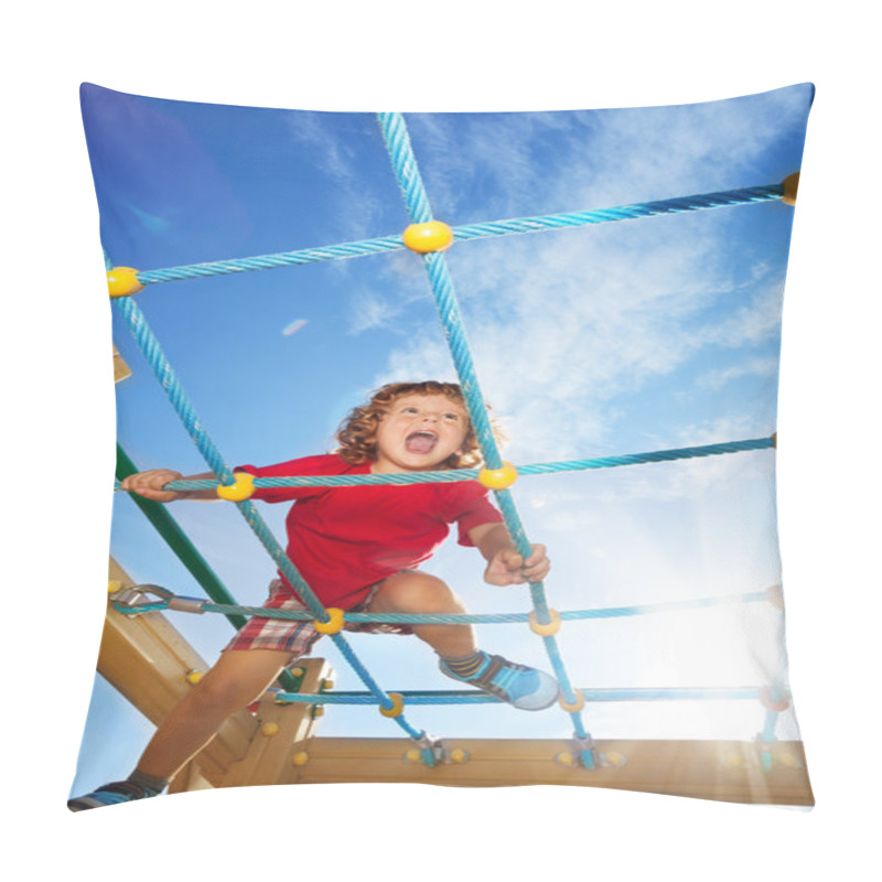 Personality  Scream Fun Expression Of Boy On Playground Pillow Covers