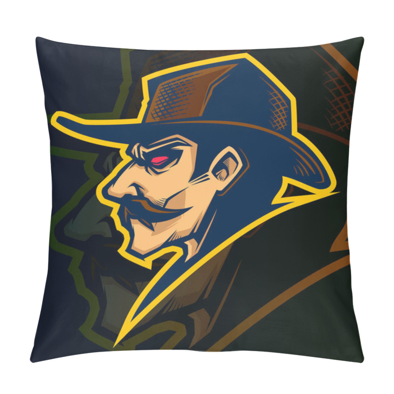 Personality  Cowboy Mascot Logo Illustration Pillow Covers