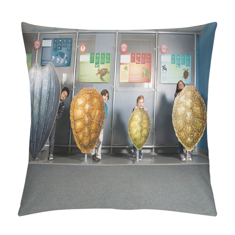 Personality  Children Standing Behind Turtle Shells Pillow Covers