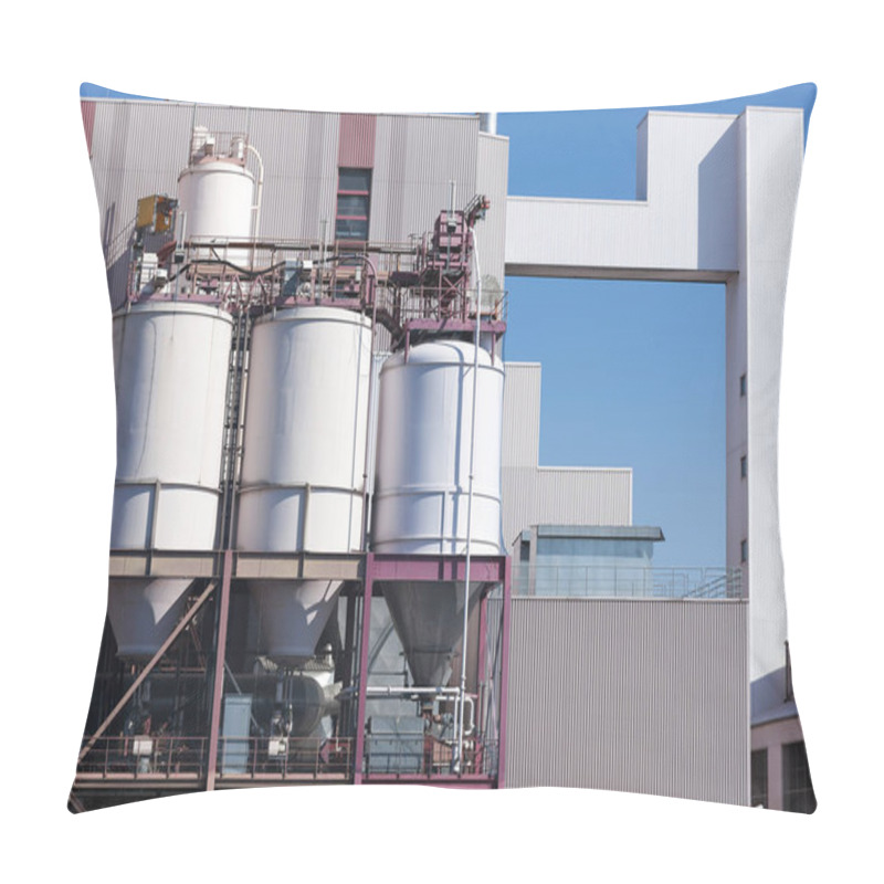 Personality  Stainless Steel Storage Tank Containers At The Chemical Plant Fa Pillow Covers