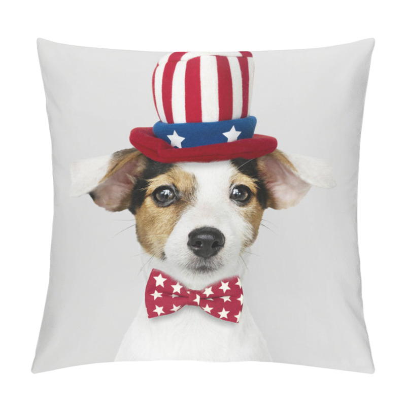 Personality  Cute Jack Russell Terrier In Uncle Sam Hat And Bow Tie Pillow Covers