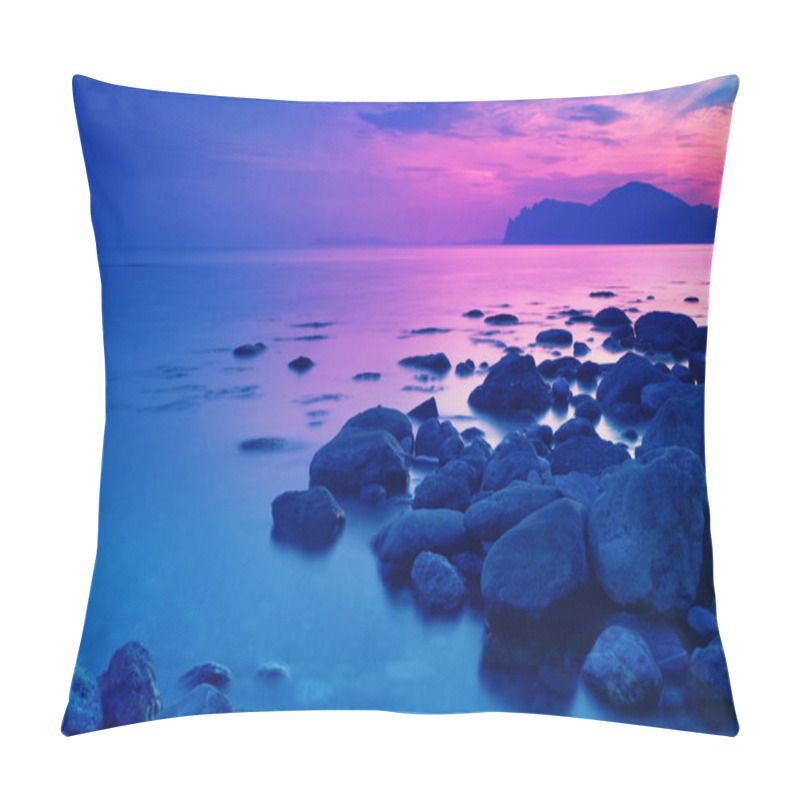 Personality  Rocky Seashore Before Sunrise. Early Morning, Wilderness, Beautiful Nature Pillow Covers