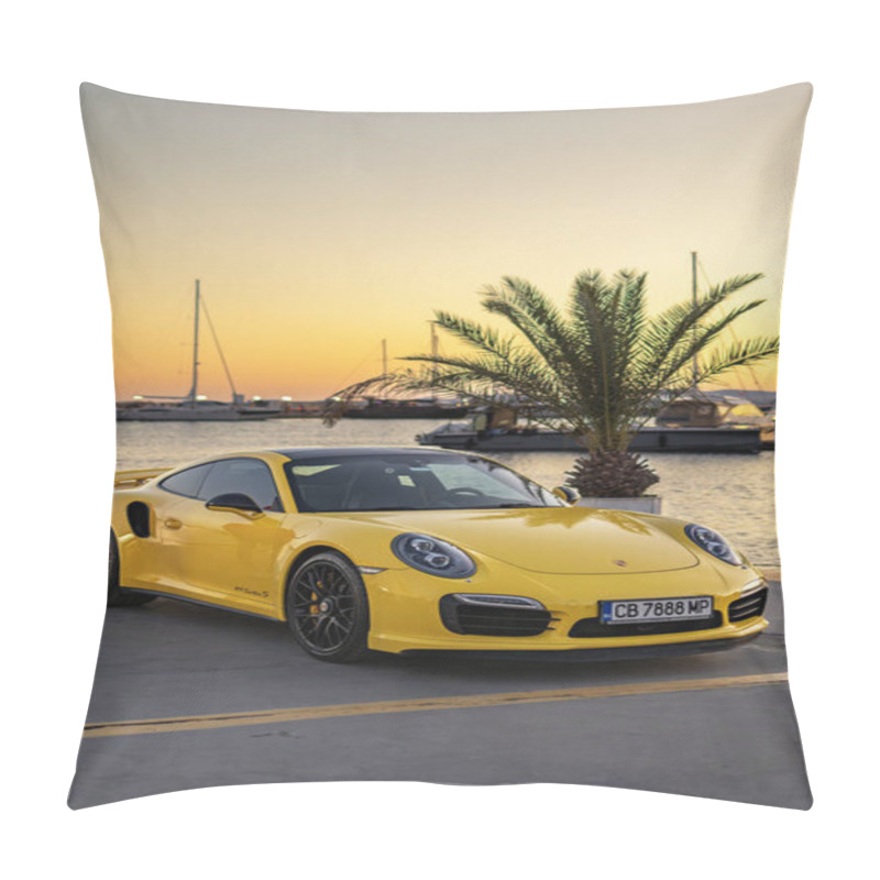 Personality  Yellow Porsche 911 Turbo S At Sunset Pillow Covers