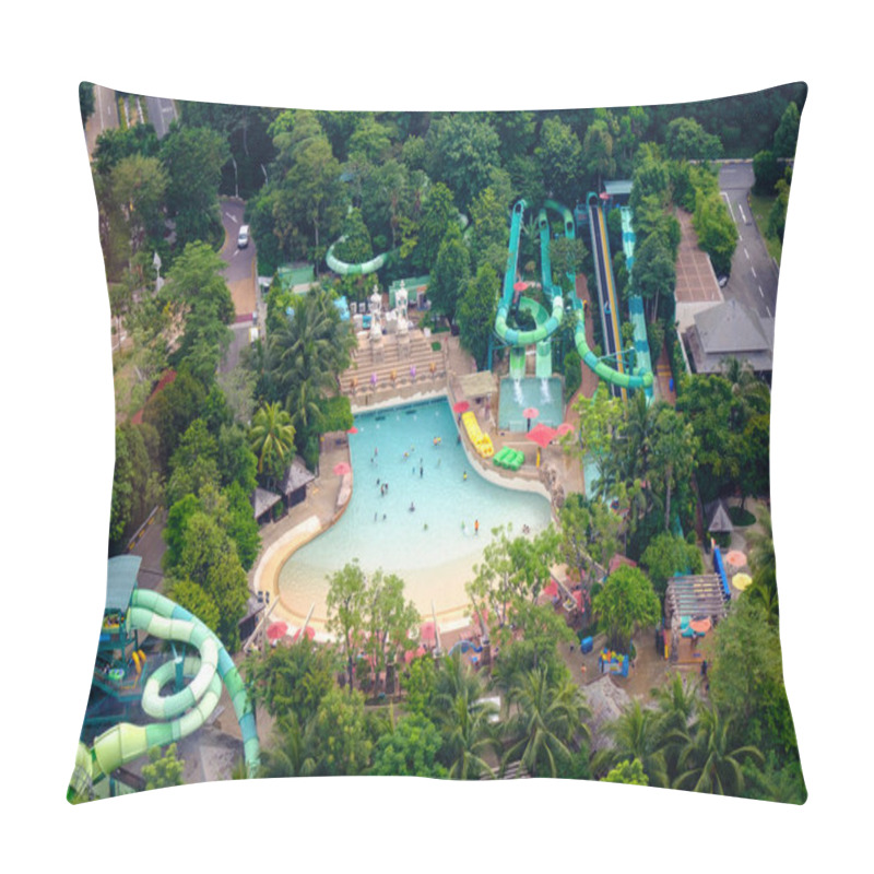 Personality  Singapore-15 NOV 2019:Singapore Sentosa Island Water Park Aerial Day View Pillow Covers