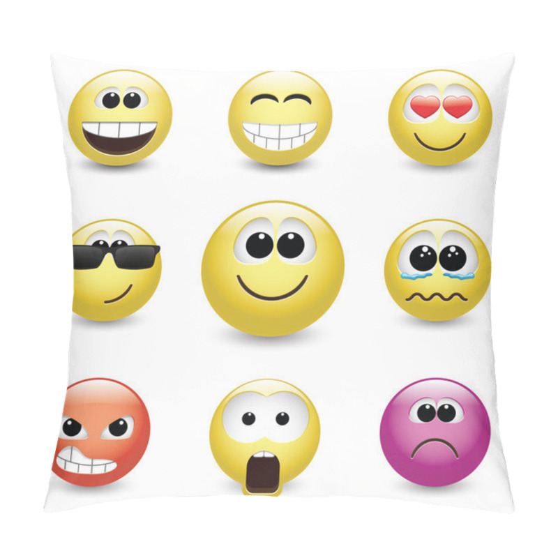 Personality  Smiley Faces Expressing Different Feelings Pillow Covers