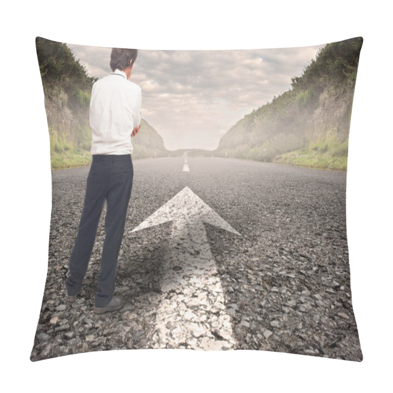 Personality  Pensive Businessman On A Road Pillow Covers