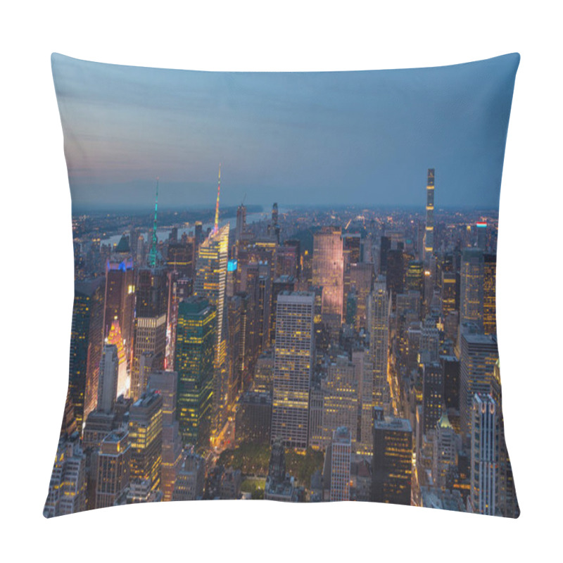 Personality  Aerial View Of Manhattan At Night, New York. Pillow Covers