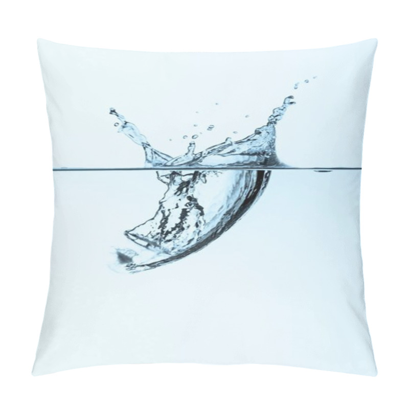 Personality  Ice Cube In Water With Splash, Isolated On White  Pillow Covers