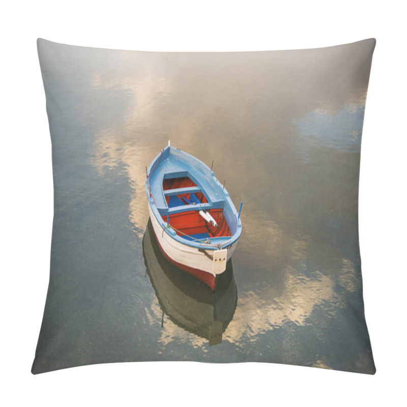 Personality   Boat With A Cloudy Reflection Pillow Covers