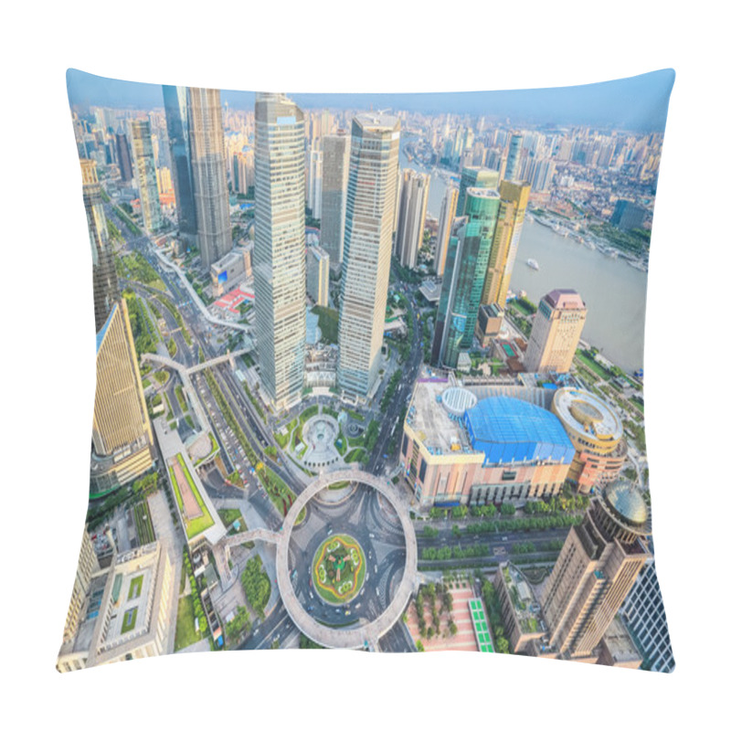 Personality  Aerial View Of Shanghai Lujiazui Pillow Covers