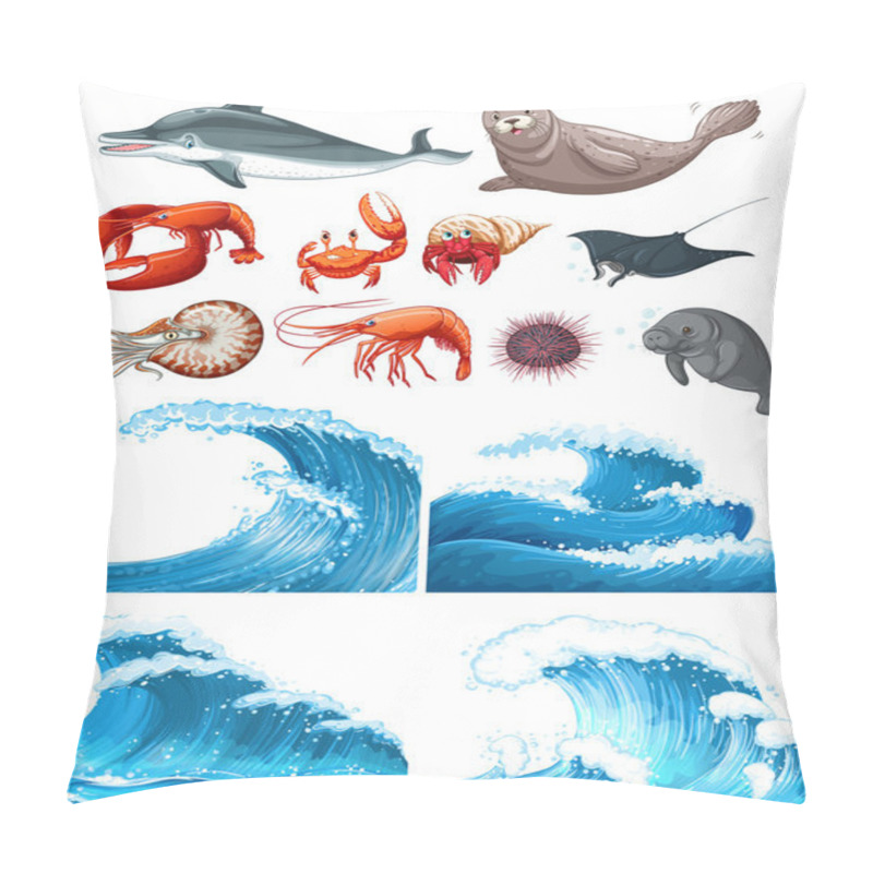 Personality  Ocean Waves And Sea Animals  Pillow Covers