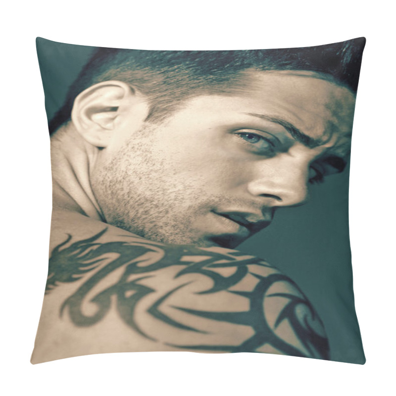 Personality  Young Man With Blue Eyes Pillow Covers