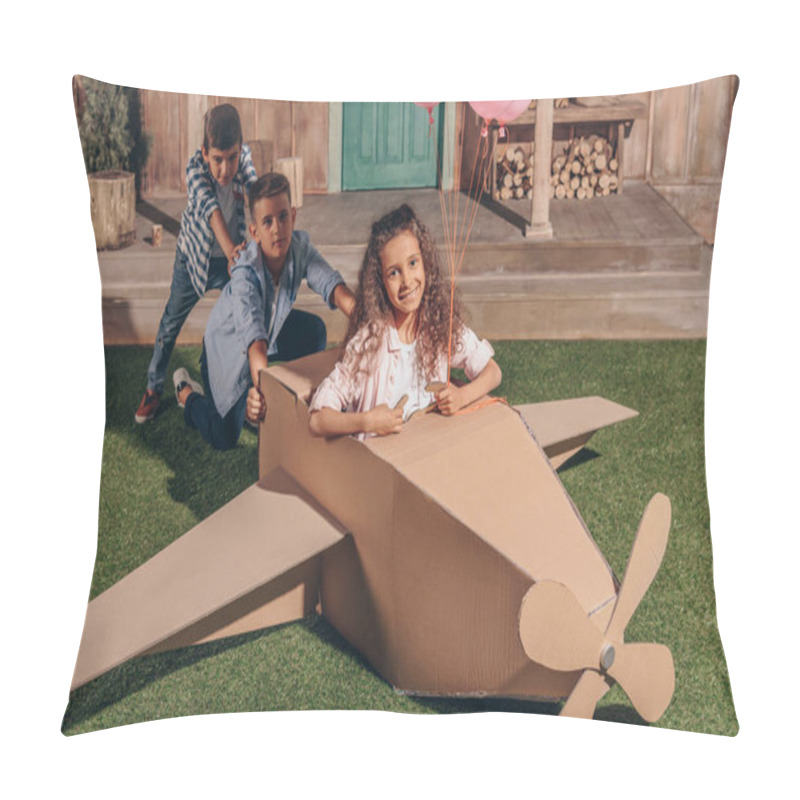 Personality  Multiethnic Kids Playing Together Pillow Covers