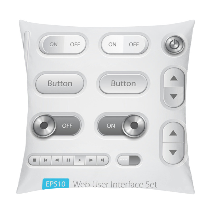 Personality  Vector User Interface Collection. On Off Buttons, Bars, Power Buttons, Toggle Switch, Sliders Pillow Covers