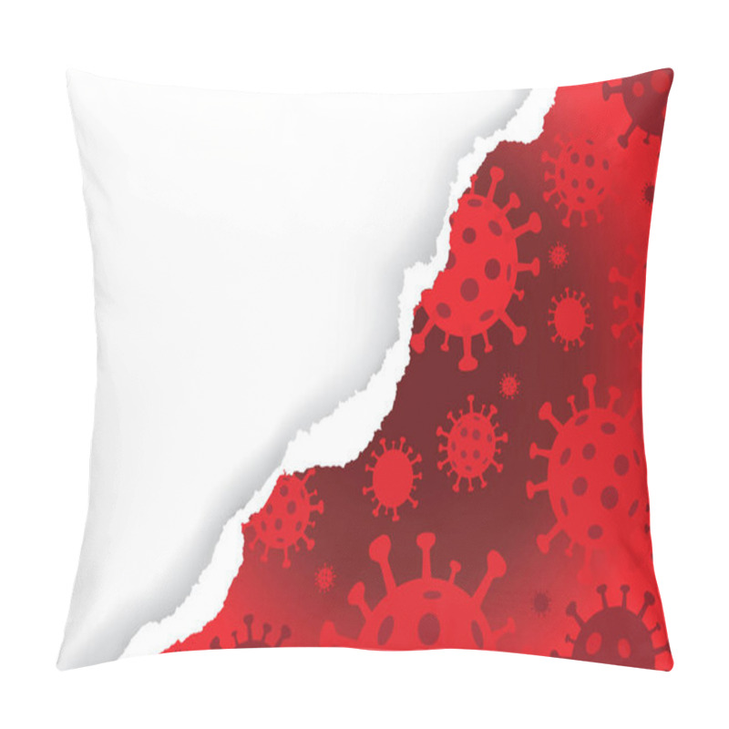 Personality  Ripped Paper With Coronavirus Sign Background.Expressive Banner Template For Announcement, Red Torn Paper. Place For Your Text Or Image. Vector Available. Pillow Covers