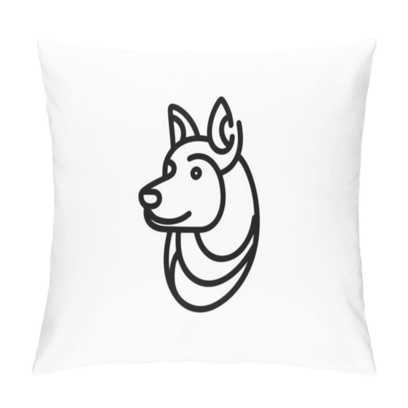 Personality  Minimalist Lines Outline The Dog Logo Design Icon Symbol Vector Illustration. Pillow Covers