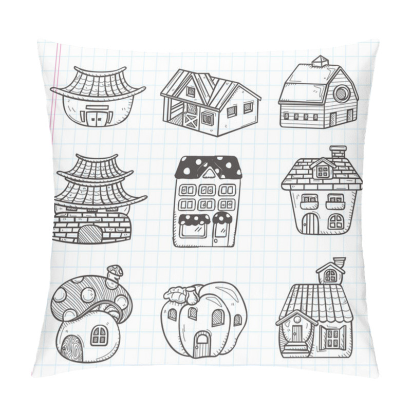 Personality  Doodle House Icon Pillow Covers