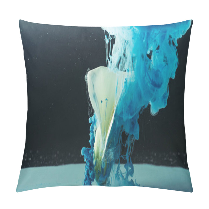 Personality  Beautiful Tender Calla Lily Flower And Light Blue Paint On Black   Pillow Covers