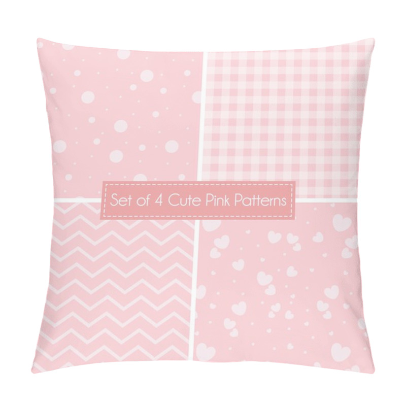 Personality  Set Of 4 Cute Retro Pink Patterns And Textures For Backgrounds And Wallpapers Pillow Covers